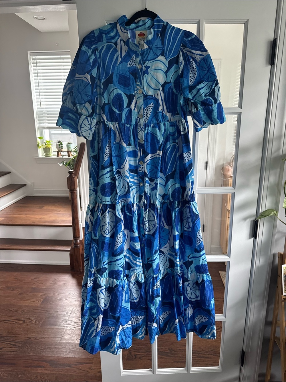 Anthropologie Farm Rio Short-Sleeve Printed Midi Shirt Dress - Picture 3 of 8